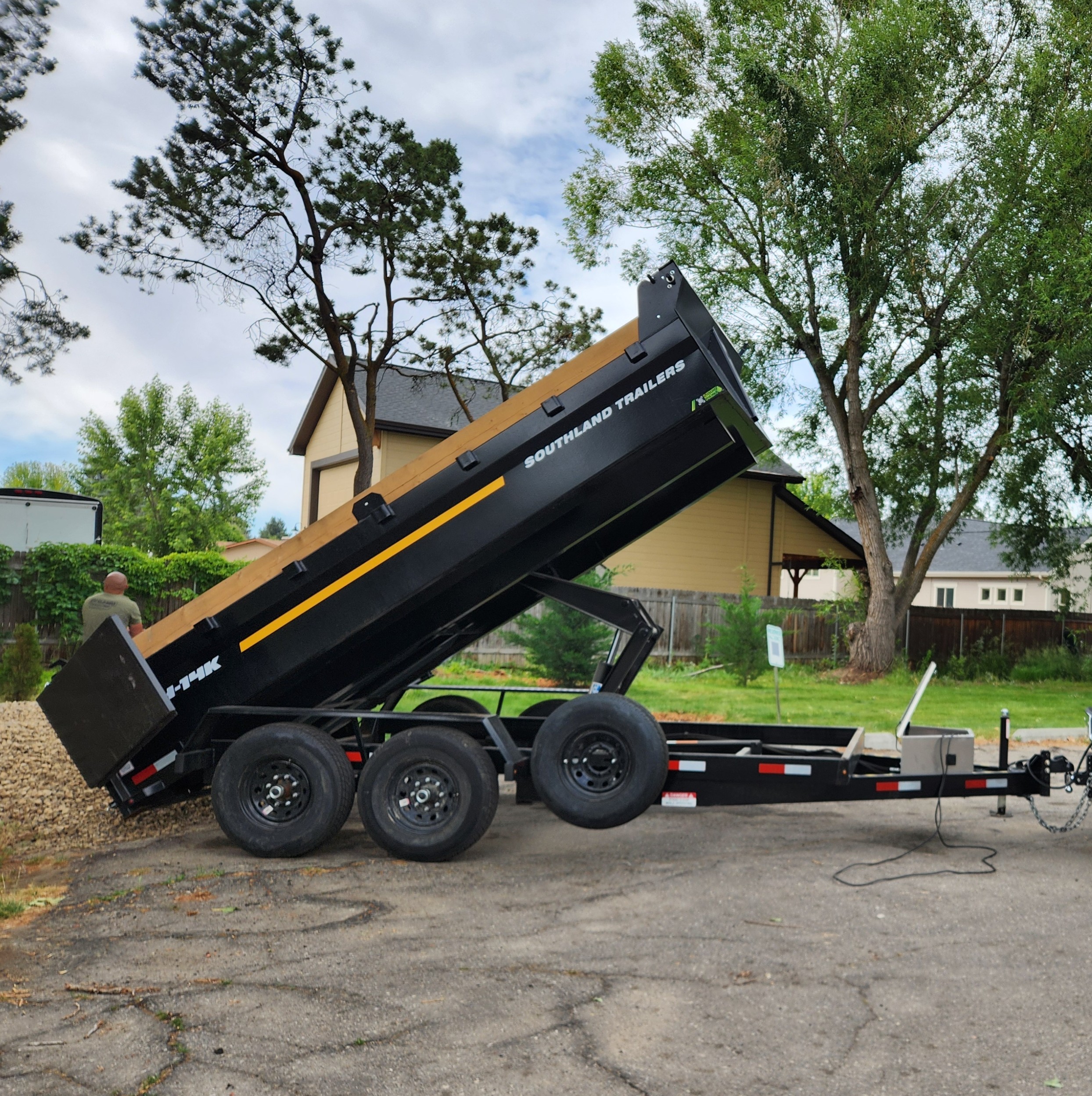 7×14 Dump Trailer LS — hydraulic bed raised